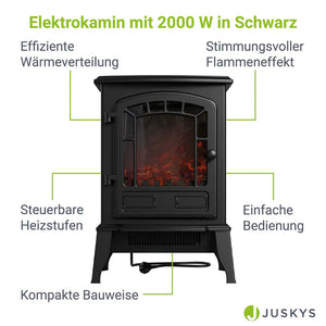 Elektrokamin 2000W mit Flammeneffekt Schwarz