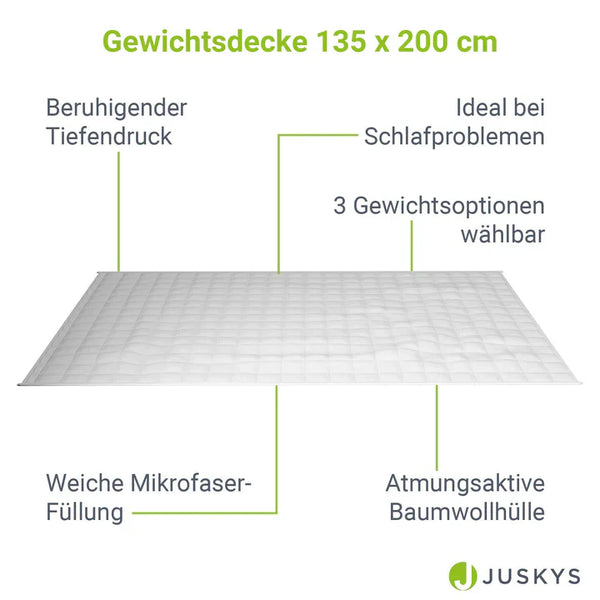 Gewichtsdecke 135x200 cm für besseren Schlaf 7 kg