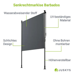 Senkrechtmarkise Barbados 120x310 cm Grau