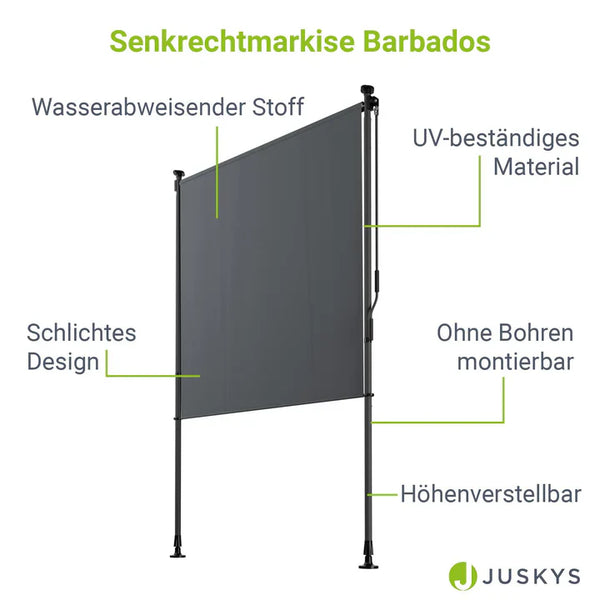 Senkrechtmarkise Barbados 120x310 cm Grau