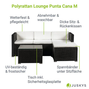 Polyrattan Lounge Sitzgarnitur Punta Cana M schwarz