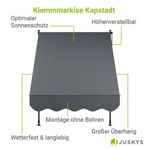 Klemmmarkise Kapstadt 150x120 cm Grau