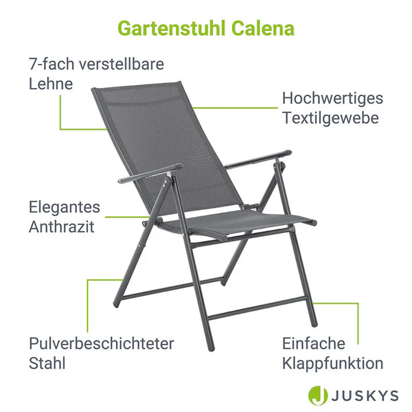 Gartenstuhl Calena 2er Set - 7-Fach verstellbare Rückenlehne - Anthrazit