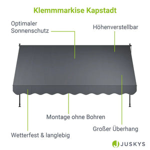 Klemmmarkise Kapstadt 350x120 cm Grau