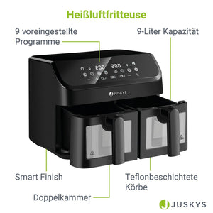 Heißluftfritteuse 9 L - 2 Kammern 9 Programme