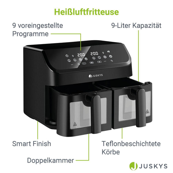 Heißluftfritteuse 9 L - 2 Kammern 9 Programme