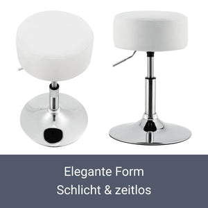 Schminktisch-Hocker Höhenverstellbar Tonia Weiss-Silber