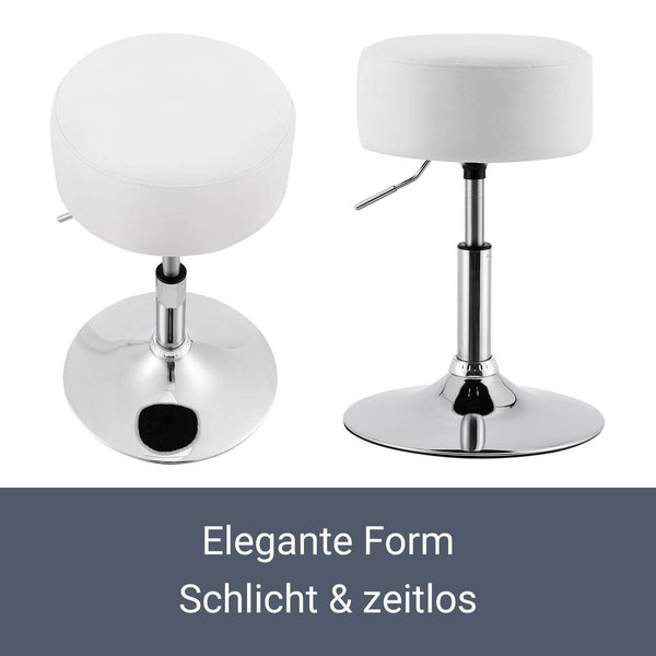 Schminktisch-Hocker Höhenverstellbar Tonia Weiss-Silber