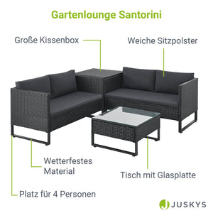 Modulare Polyrattan Lounge Santorini Schwarz