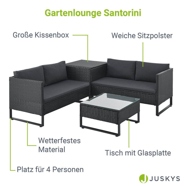 Modulare Polyrattan Lounge Santorini Schwarz