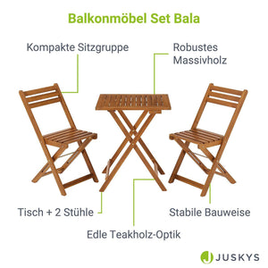 3-teilige Sitzgarnitur Balkonmöbel Set Bala