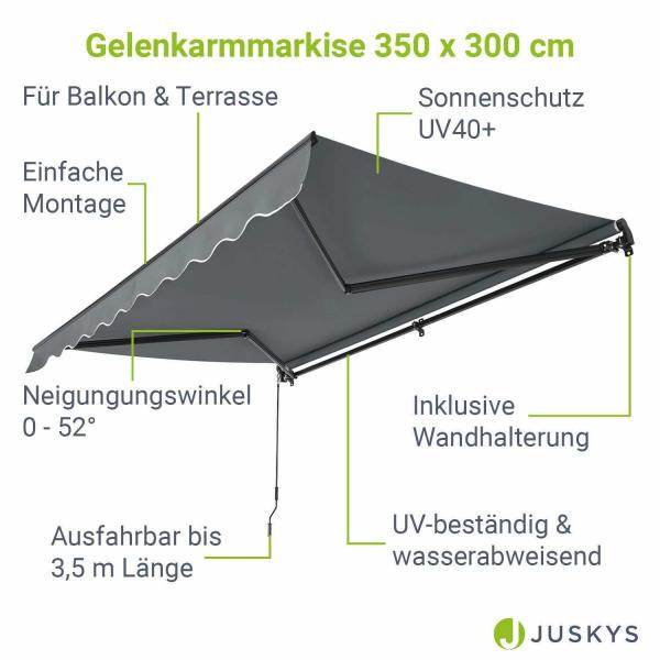 Gelenkarmmarkise 350 x 300 cm mit Kurbel Grau