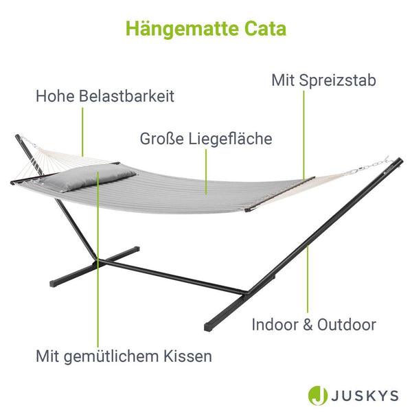 Hängematte Cata mit Gestell und Kissen - Hellgrau