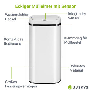 Automatischer Mülleimer mit Sensor - 70L Weiss