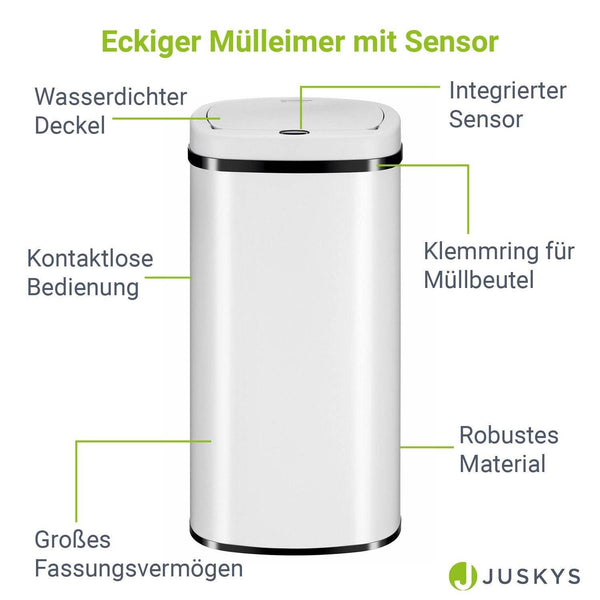Automatischer Mülleimer mit Sensor - 70L Weiss
