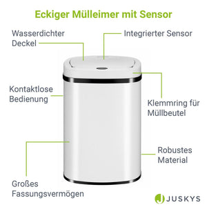 Automatischer Mülleimer mit Sensor - 50L Weiss