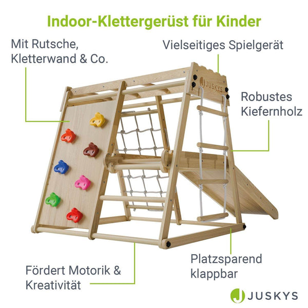 Mini Klettergerüst für Kinder mit Rutsche - Natur