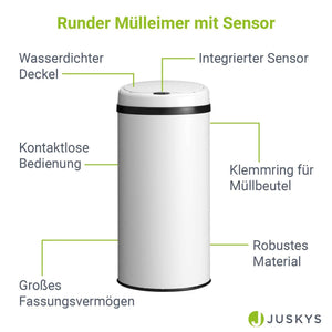 Automatischer Mülleimer mit Sensor - 40L Weiss