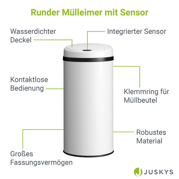 Automatischer Mülleimer mit Sensor - 40L Weiss