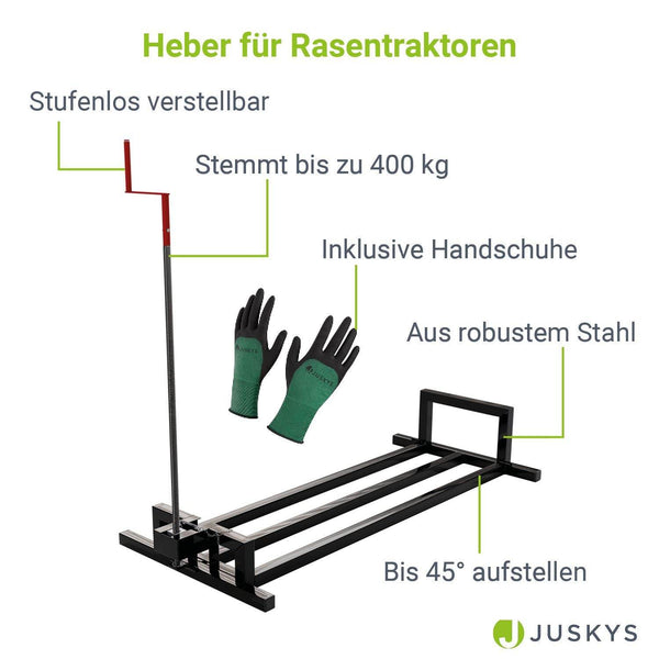 Rasentraktorheber mit Handschuhen - Schwarz