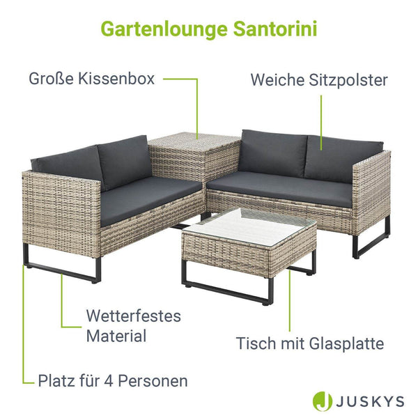 Modulare Polyrattan Lounge Santorini Grau-meliert