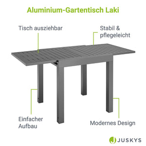Alu Gartentisch Laki 70x70 cm ausziehbar - Anthrazit