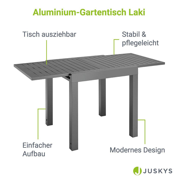 Alu Gartentisch Laki 70x70 cm ausziehbar - Anthrazit