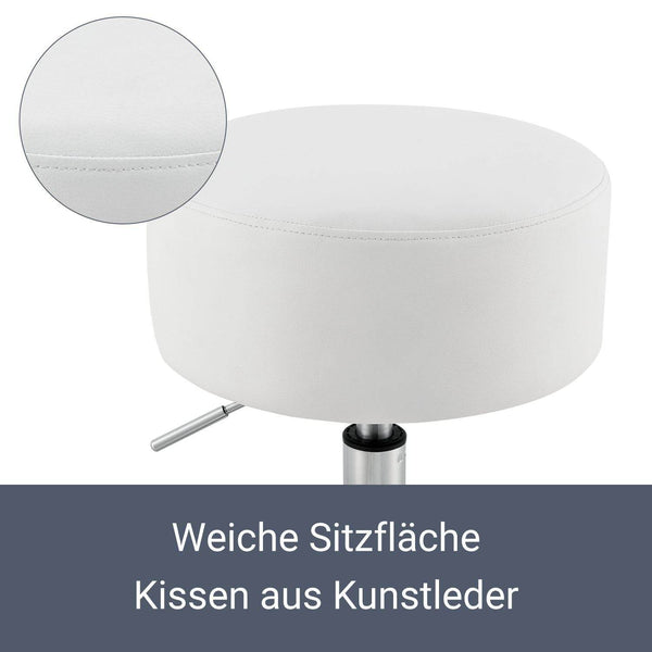 Schminktisch-Hocker Höhenverstellbar Tonia Weiss-Silber