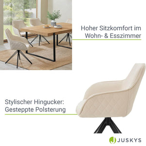 Esszimmerstuhl Drehstuhl Clyde mit Armlehne Samt Beige