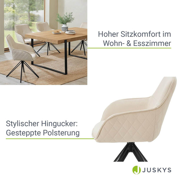 Esszimmerstuhl Drehstuhl Clyde mit Armlehne Samt Beige