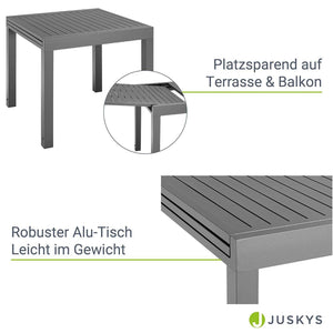 Alu Gartentisch Laki 80x80 cm ausziehbar - Anthrazit