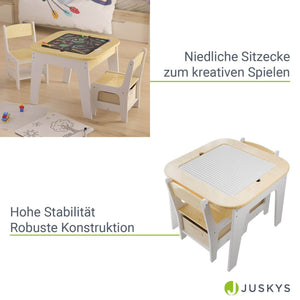 Kindersitzgruppe Milou mit 2 Stühlen & 1 Tisch - Natur