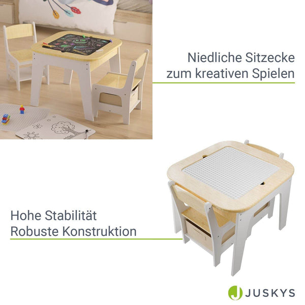 Kindersitzgruppe Milou mit 2 Stühlen & 1 Tisch - Natur