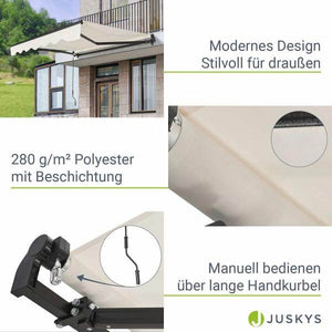 Gelenkarmmarkise 350 x 300 cm mit Kurbel Beige