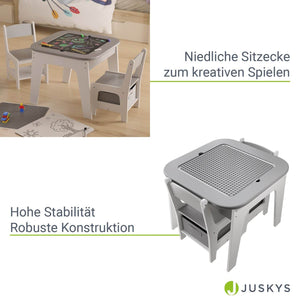 Kindersitzgruppe Milou mit 2 Stühlen & 1 Tisch - Grau