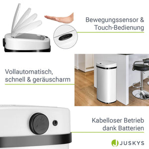 Automatischer Mülleimer mit Sensor - 60L Weiss