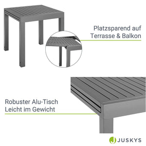 Alu Gartentisch Laki 70x70 cm ausziehbar - Anthrazit