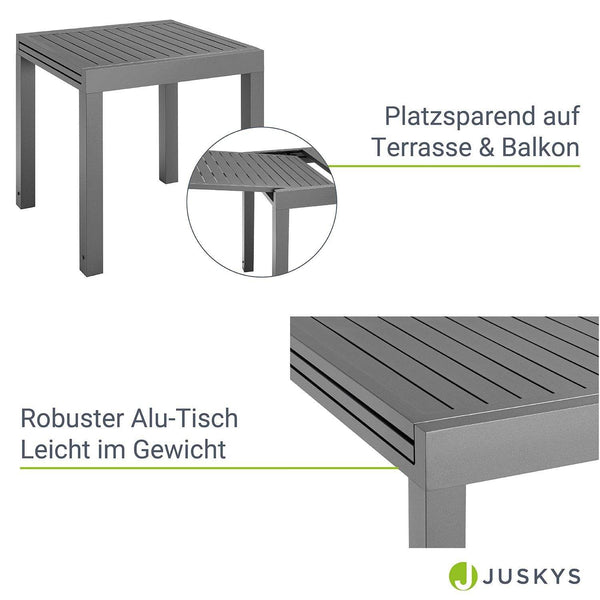 Alu Gartentisch Laki 70x70 cm ausziehbar - Anthrazit