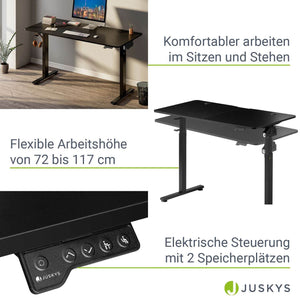 Elektrisch verstellbarer Schreibtisch 120x60 cm Schwarz