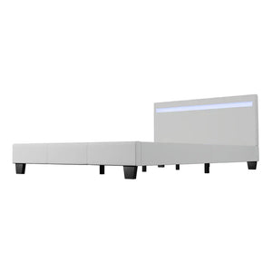 Polsterbett Verona 120 x 200 cm mit LED Beleuchtung in weiss