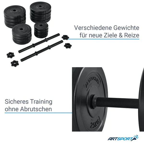 2er Hantelset 30kg 16 Gewichtsscheiben