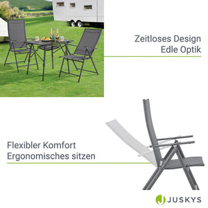 Gartenstuhl Calena 2er Set - 7-Fach verstellbare Rückenlehne - Anthrazit