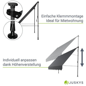 Klemmmarkise Kapstadt 300x120 cm Grau
