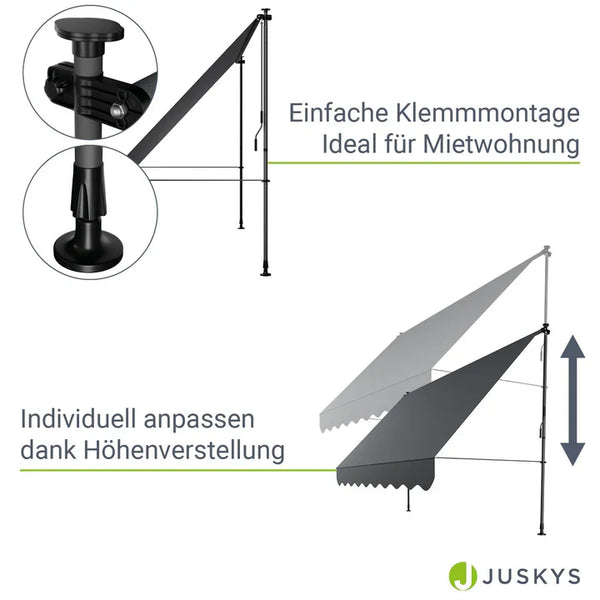 Klemmmarkise Kapstadt 300x120 cm Grau