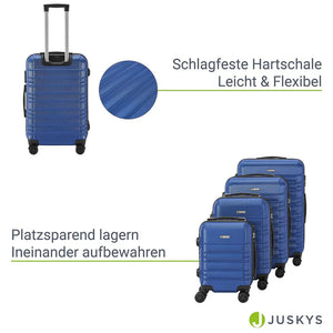 Hartschalen Kofferset Rom - Blau 4-teiliges Set mit schlagfester ABS-Hartschale und 360° Rollen