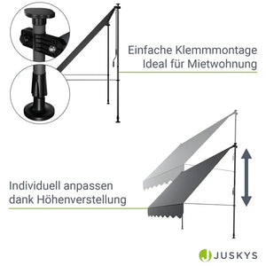 Klemmmarkise Kapstadt 250x120 cm Grau
