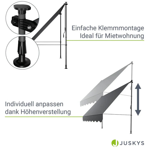 Klemmmarkise Kapstadt 250x120 cm Grau