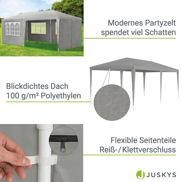 Partyzelt Gartenzelt 3x6m mit Seitenwänden in dunkelgrau