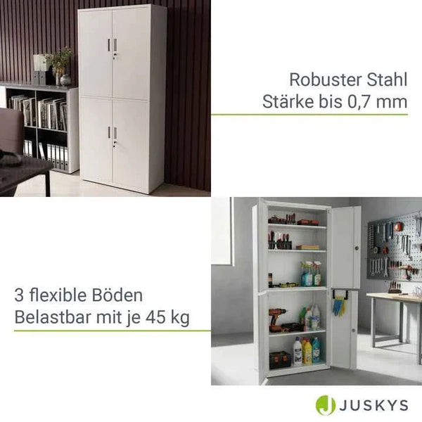 Aktenschrank Büroschrank aus Metall Weiss