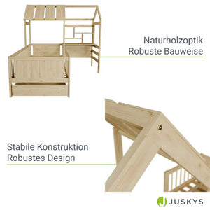 Kinderbett Yari mit Tisch und Stuhl Natur